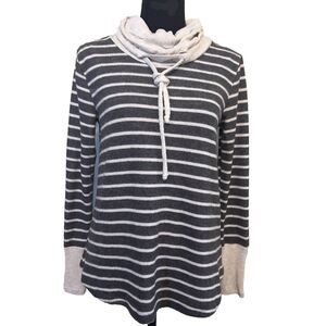 Pink Clover Stitch Fix Grey & White Stripe Cowl‎ Neck Sweater, Size XSP, NWOT